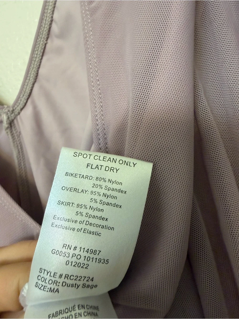 Revolution lavender lyrical dance dress LEAVE THE LIGHT ON RC22724 MA adult